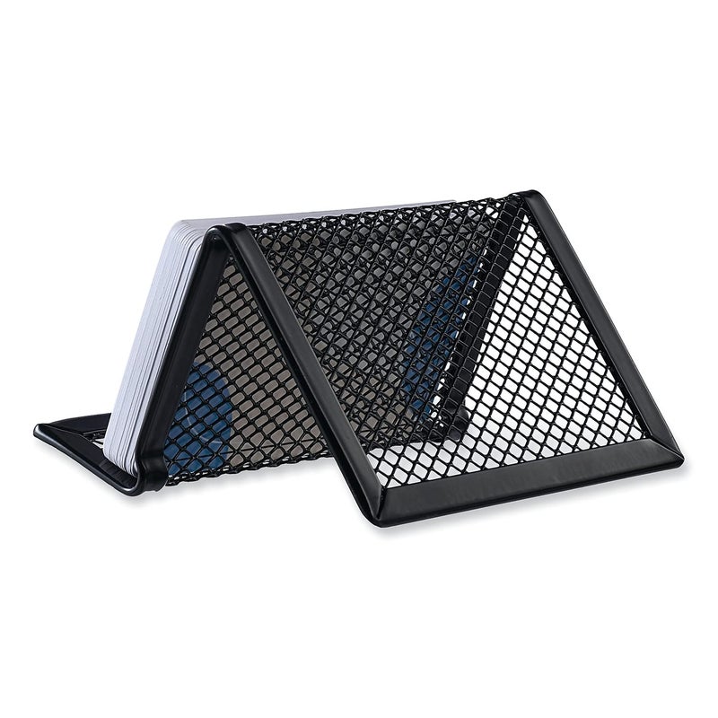 Universal Mesh Metal Business Card Holder, Holds 50 2.25 X 4 Cards, 3.78 X 3.38 X 2.13, Black - Image 3